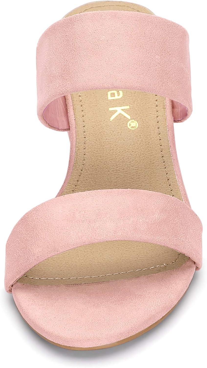imageAllegra K Womens Block Heel Dual Straps Slide SandalsLight Pink