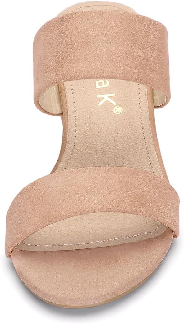 imageAllegra K Womens Block Heel Dual Straps Slide SandalsNude