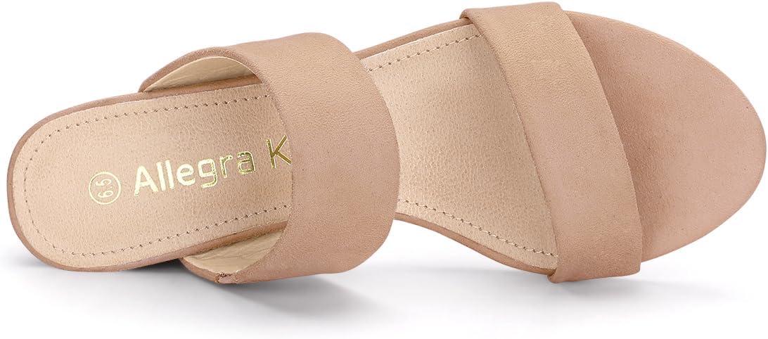 imageAllegra K Womens Block Heel Dual Straps Slide SandalsNude