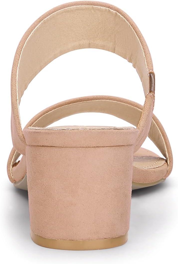 imageAllegra K Womens Block Heel Dual Straps Slide SandalsNude