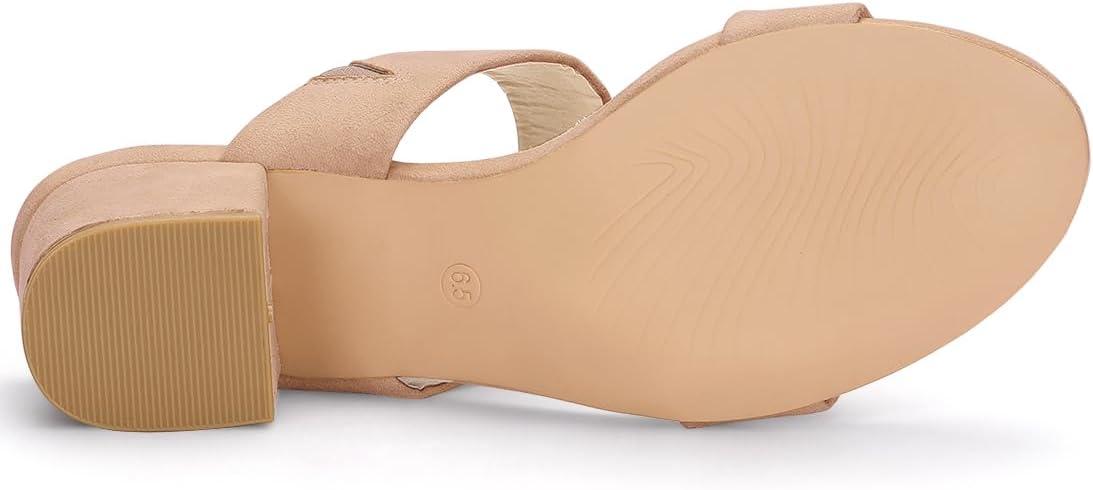 imageAllegra K Womens Block Heel Dual Straps Slide SandalsNude