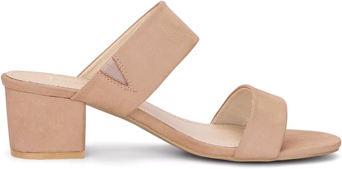 imageAllegra K Womens Block Heel Dual Straps Slide SandalsNude