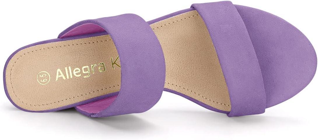 imageAllegra K Womens Block Heel Dual Straps Slide SandalsPurple