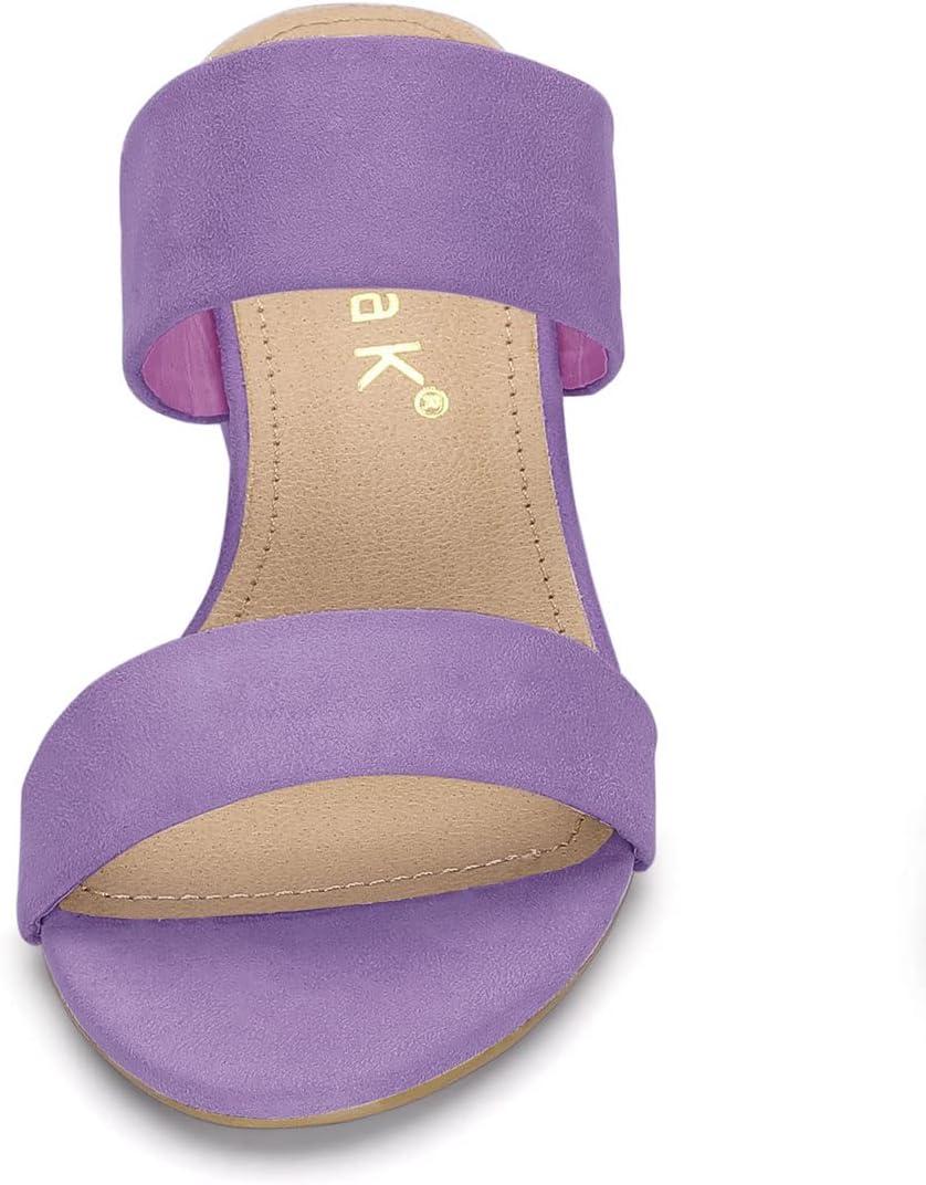 imageAllegra K Womens Block Heel Dual Straps Slide SandalsPurple