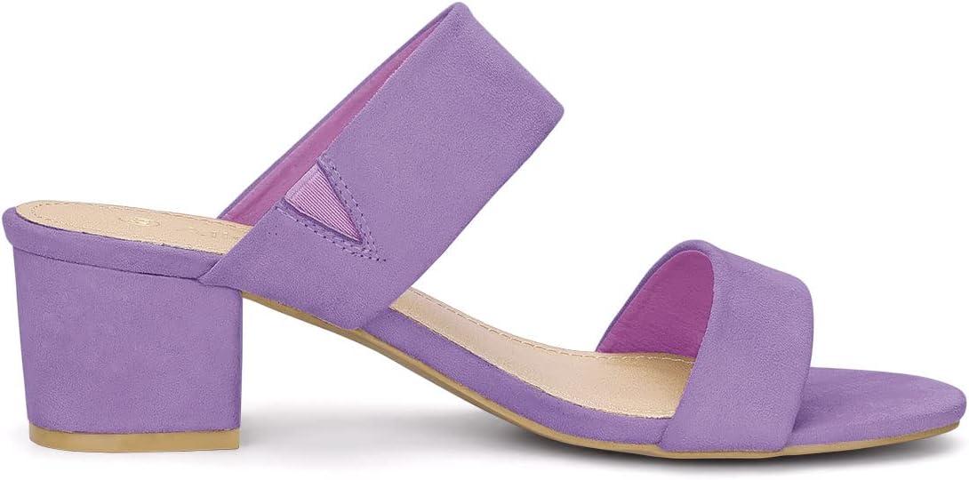 imageAllegra K Womens Block Heel Dual Straps Slide SandalsPurple