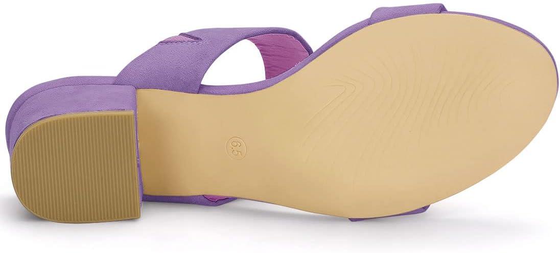 imageAllegra K Womens Block Heel Dual Straps Slide SandalsPurple