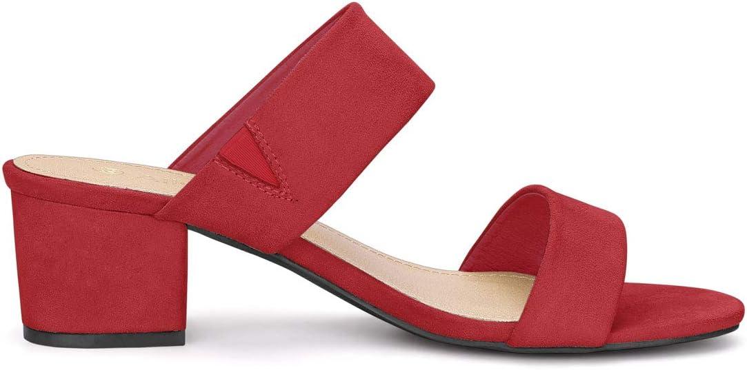 imageAllegra K Womens Block Heel Dual Straps Slide SandalsRed