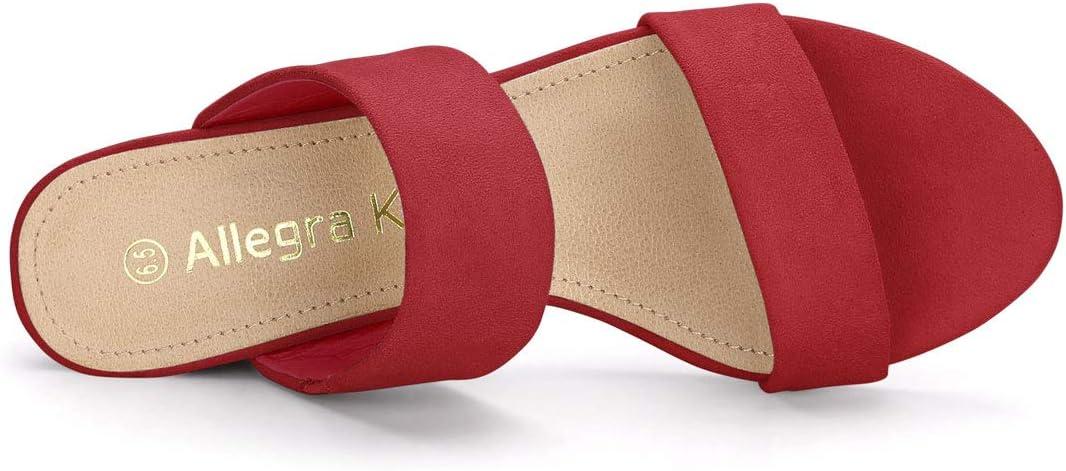 imageAllegra K Womens Block Heel Dual Straps Slide SandalsRed