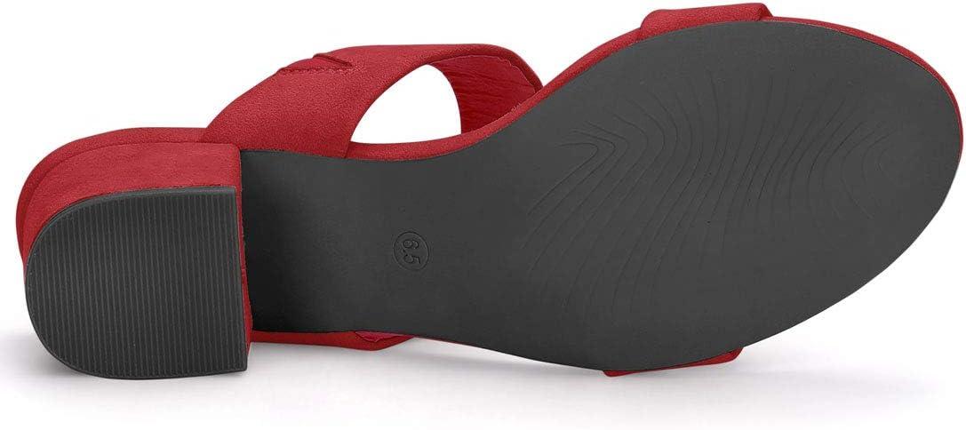 imageAllegra K Womens Block Heel Dual Straps Slide SandalsRed