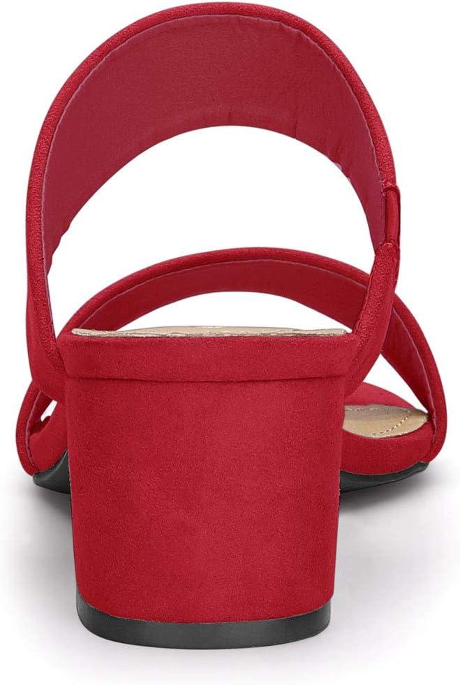 imageAllegra K Womens Block Heel Dual Straps Slide SandalsRed