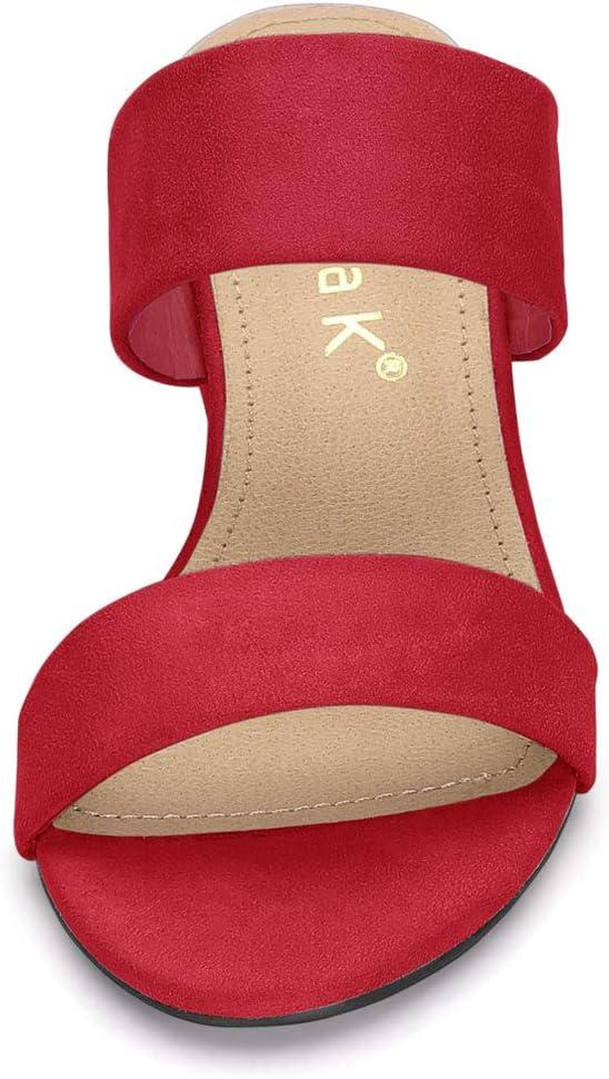 imageAllegra K Womens Block Heel Dual Straps Slide SandalsRed