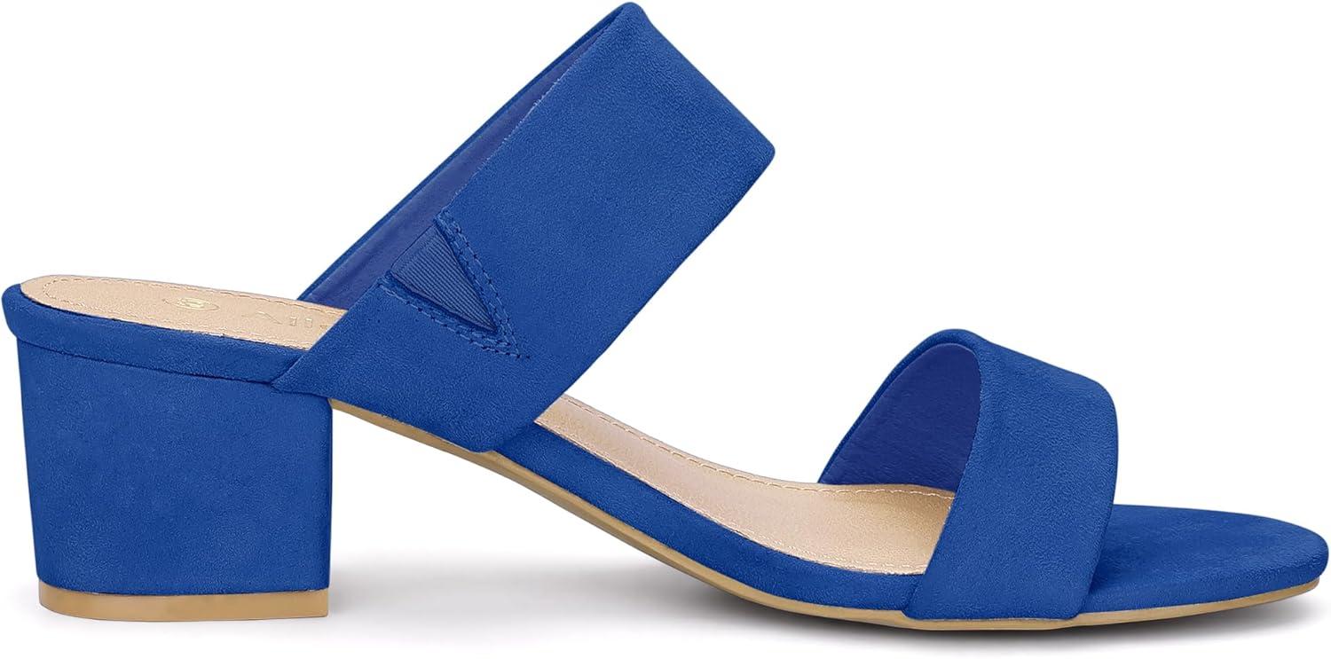 imageAllegra K Womens Block Heel Dual Straps Slide SandalsRoyal