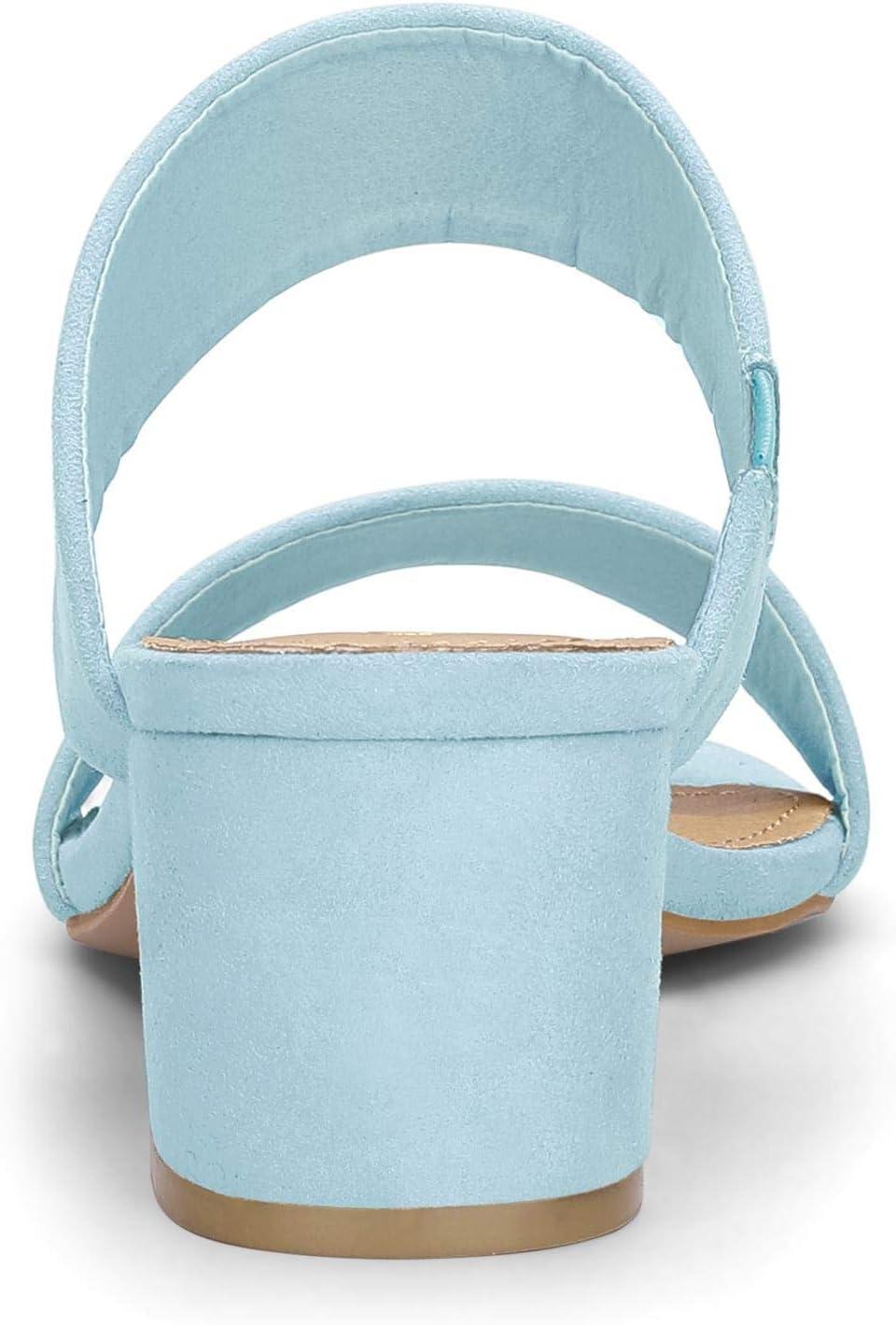 imageAllegra K Womens Block Heel Dual Straps Slide SandalsSky Blue