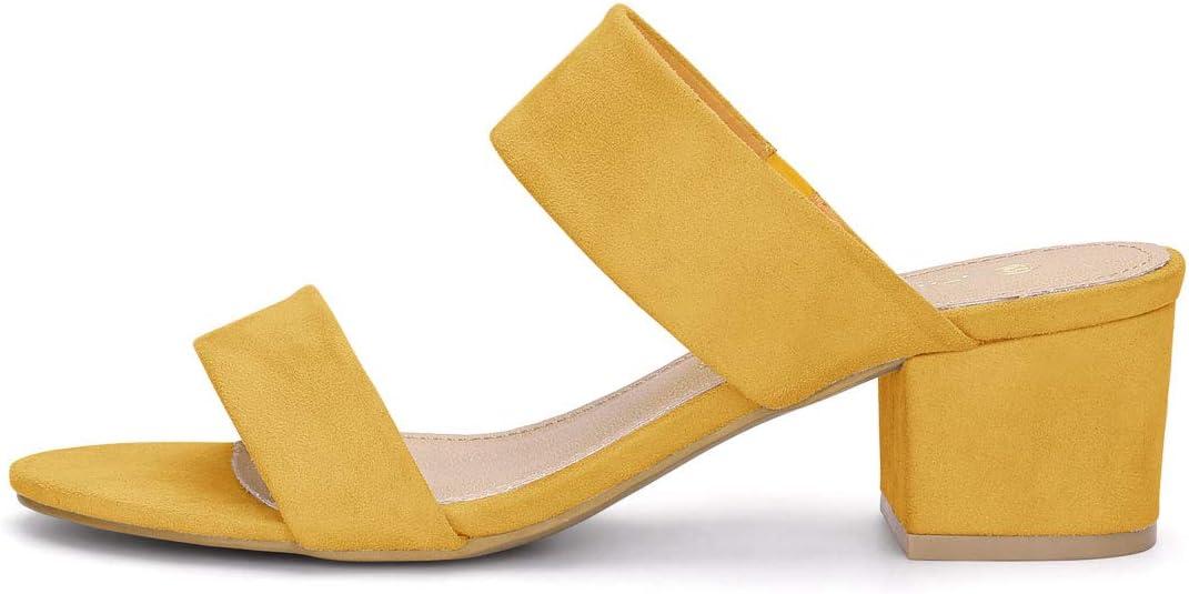 imageAllegra K Womens Block Heel Dual Straps Slide SandalsYellow