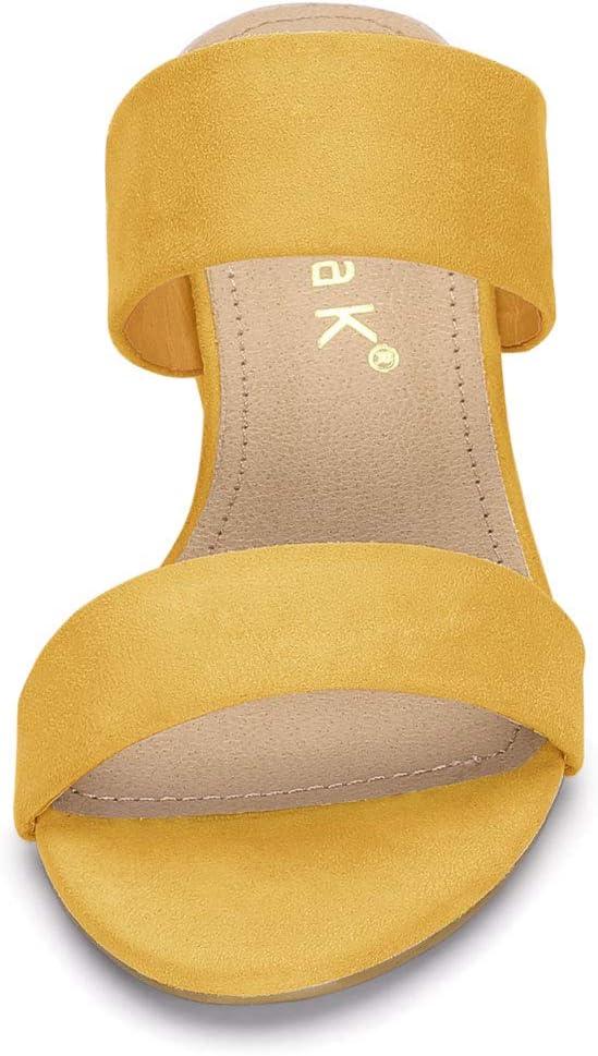 imageAllegra K Womens Block Heel Dual Straps Slide SandalsYellow