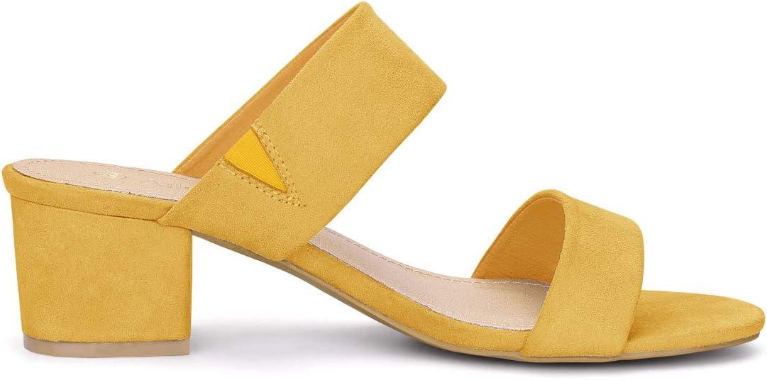 imageAllegra K Womens Block Heel Dual Straps Slide SandalsYellow