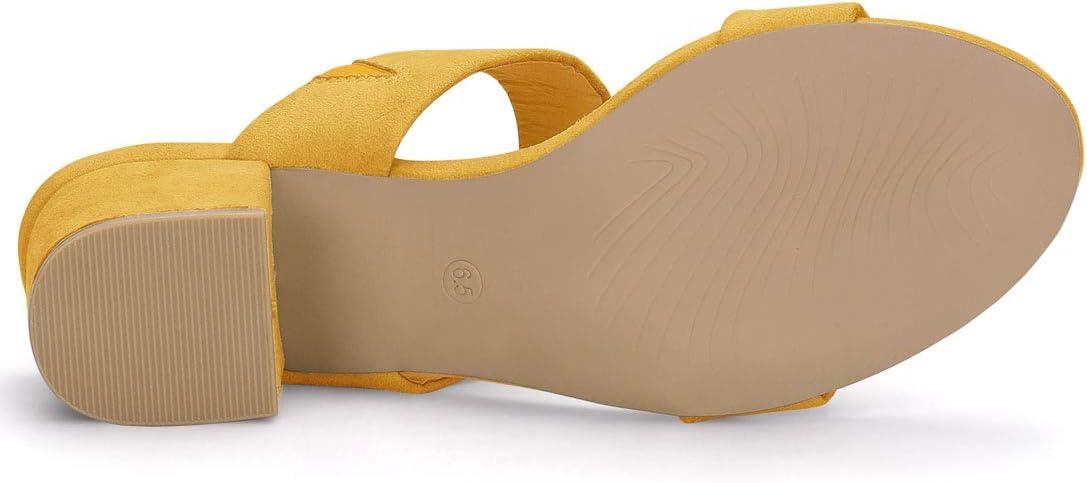 imageAllegra K Womens Block Heel Dual Straps Slide SandalsYellow