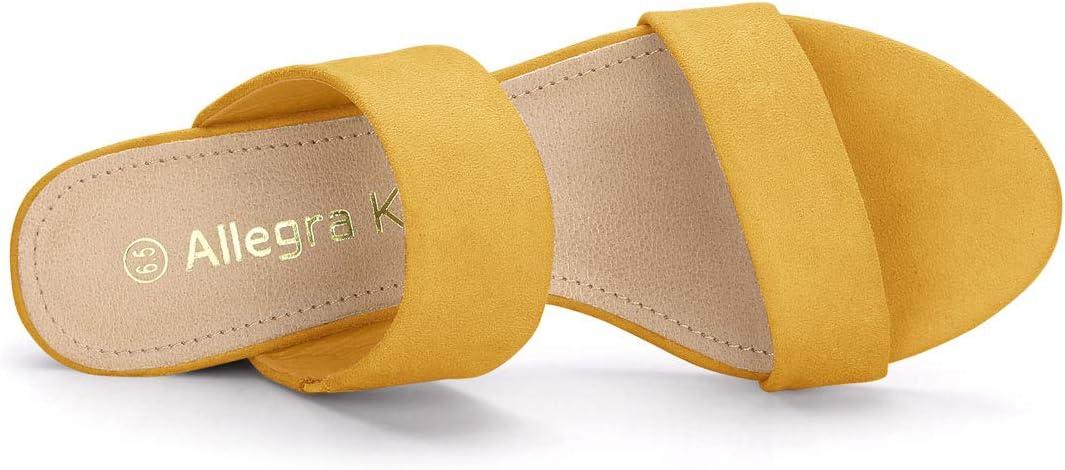 imageAllegra K Womens Block Heel Dual Straps Slide SandalsYellow