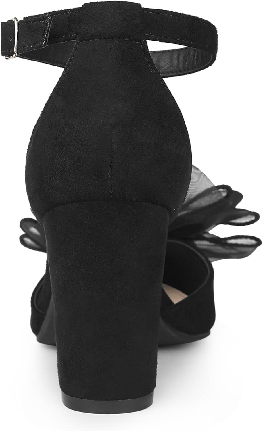 imageAllegra K Womens Bow Heels Closed Toe Chunky Heel Pumps SandalsBlack