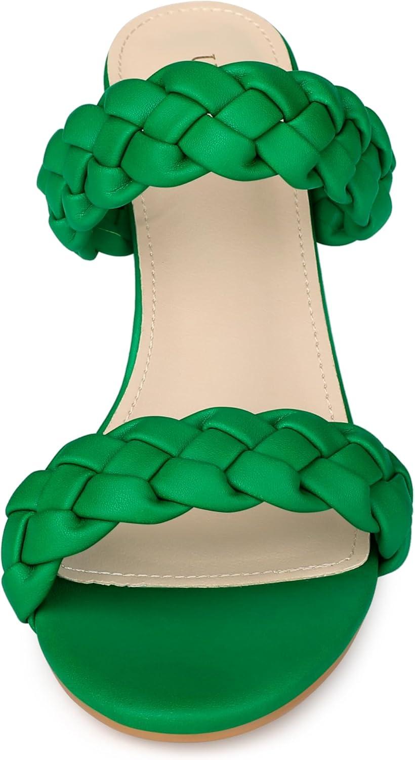 imageAllegra K Womens Braided Heeled Slip on Chunky Heel Slide SandalsGrass Green