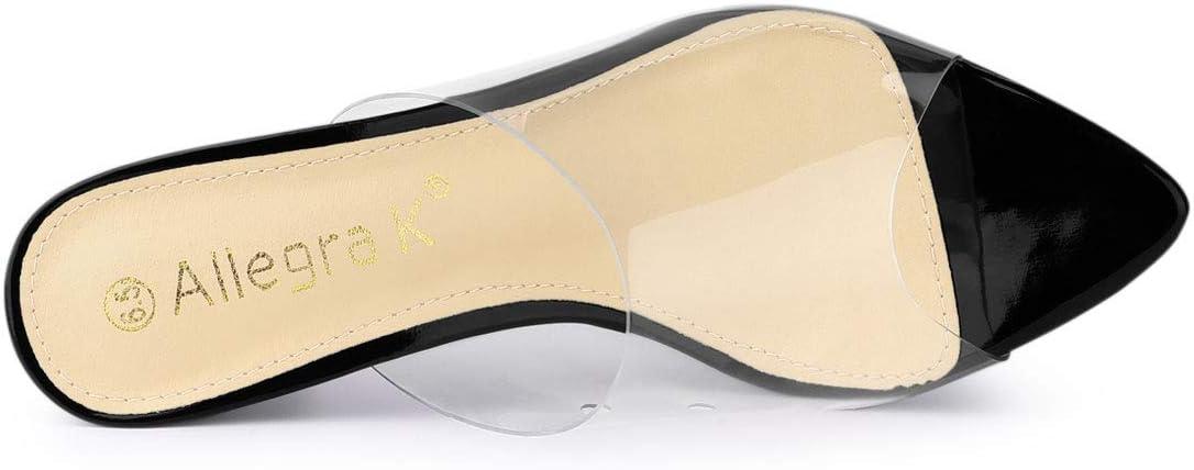 imageAllegra K Womens Clear Chunky Heel Slides Sandals MulesBlack