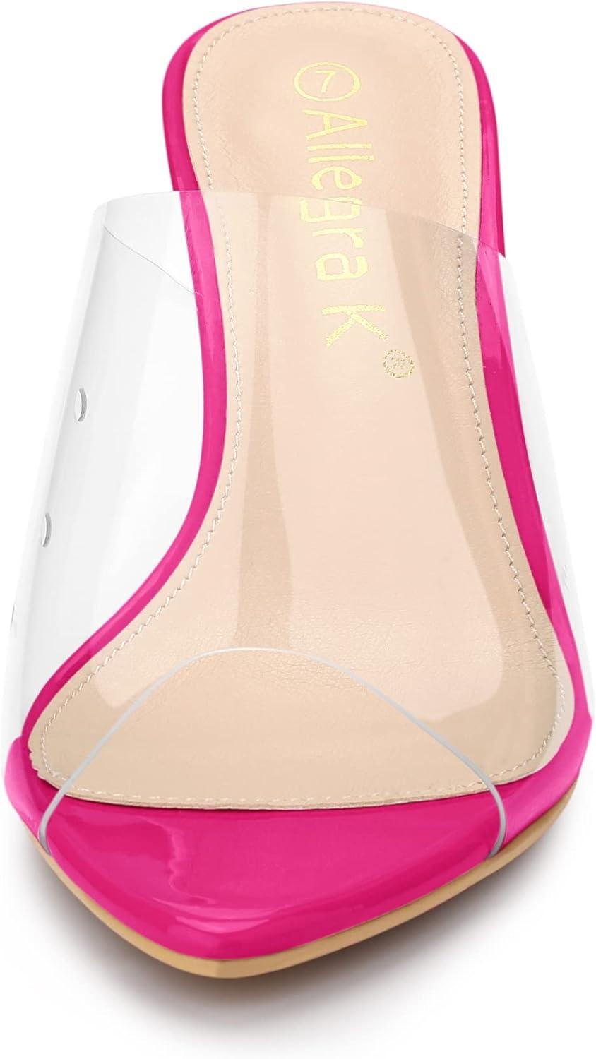 imageAllegra K Womens Clear Chunky Heel Slides Sandals MulesHot Pink