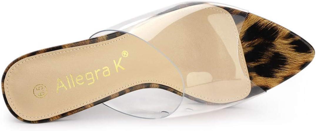 imageAllegra K Womens Clear Chunky Heel Slides Sandals MulesLeopard