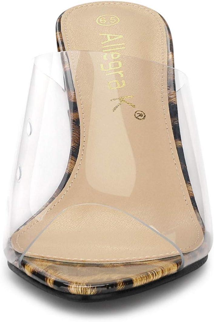 imageAllegra K Womens Clear Chunky Heel Slides Sandals MulesLeopard