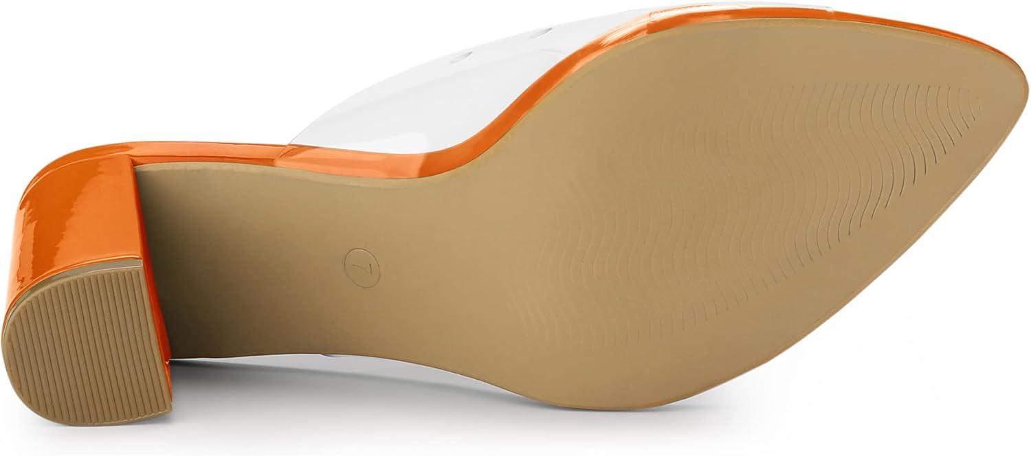 imageAllegra K Womens Clear Chunky Heel Slides Sandals MulesOrange