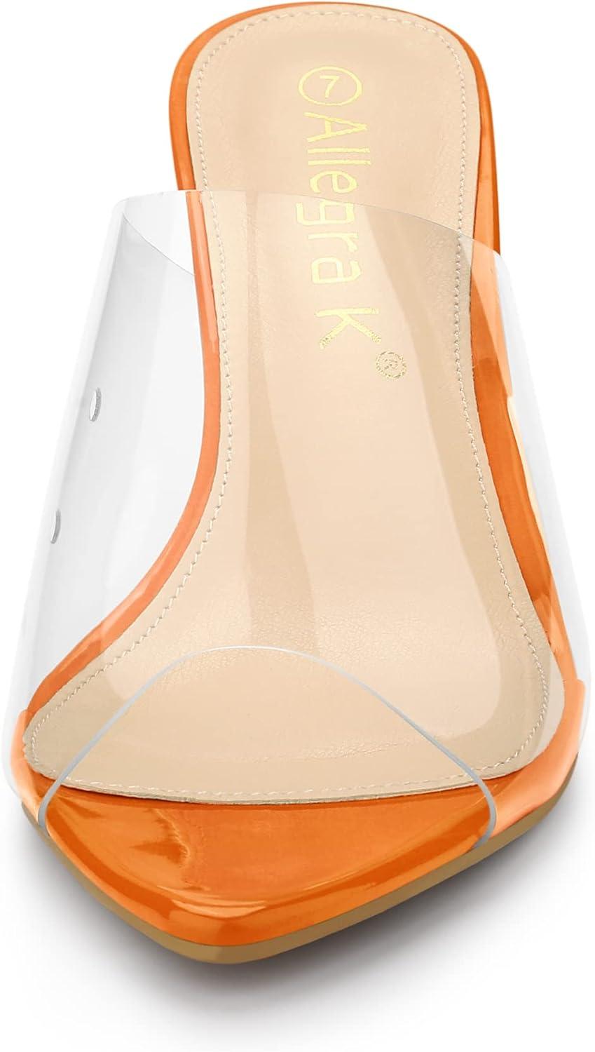 imageAllegra K Womens Clear Chunky Heel Slides Sandals MulesOrange