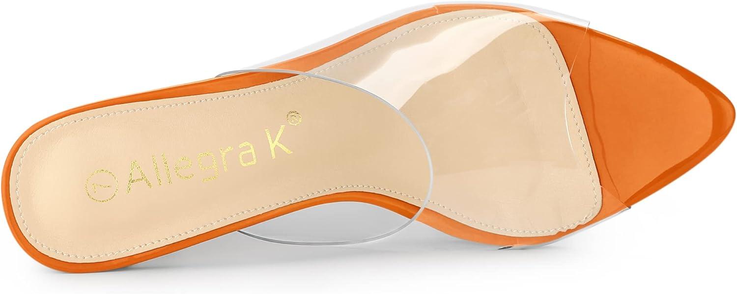 imageAllegra K Womens Clear Chunky Heel Slides Sandals MulesOrange