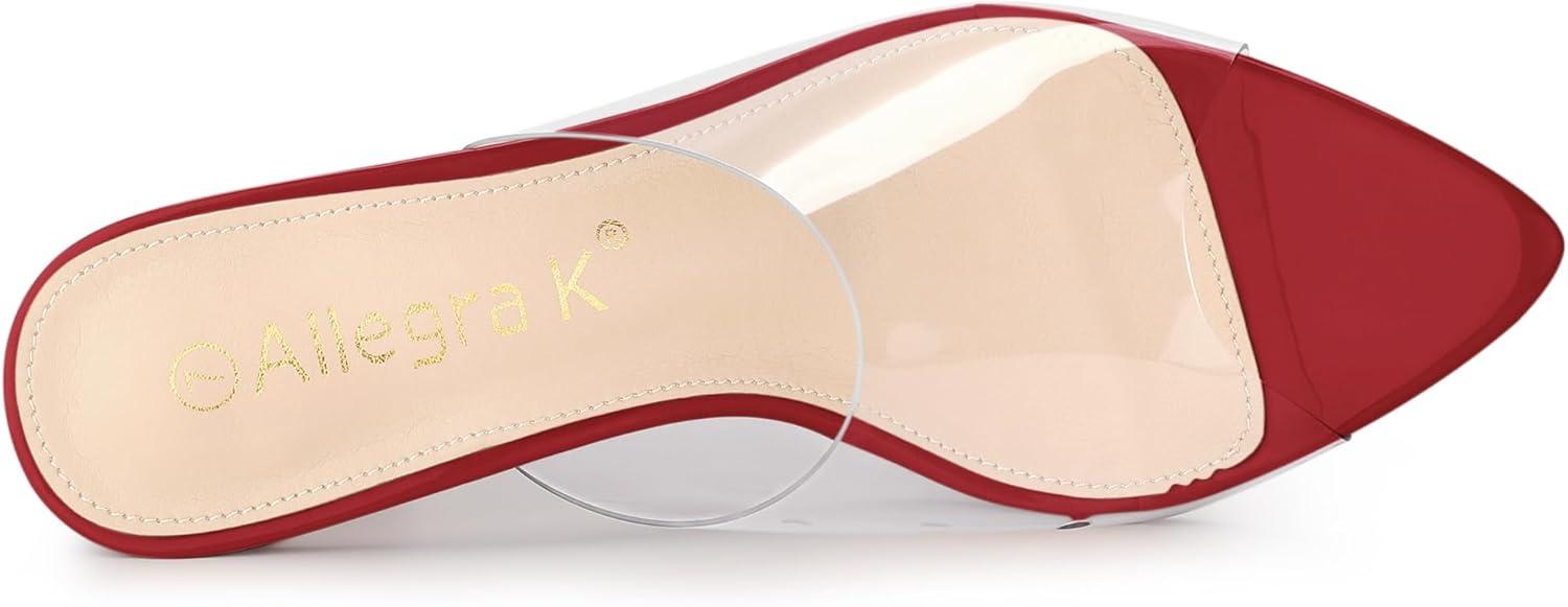 imageAllegra K Womens Clear Chunky Heel Slides Sandals MulesRed
