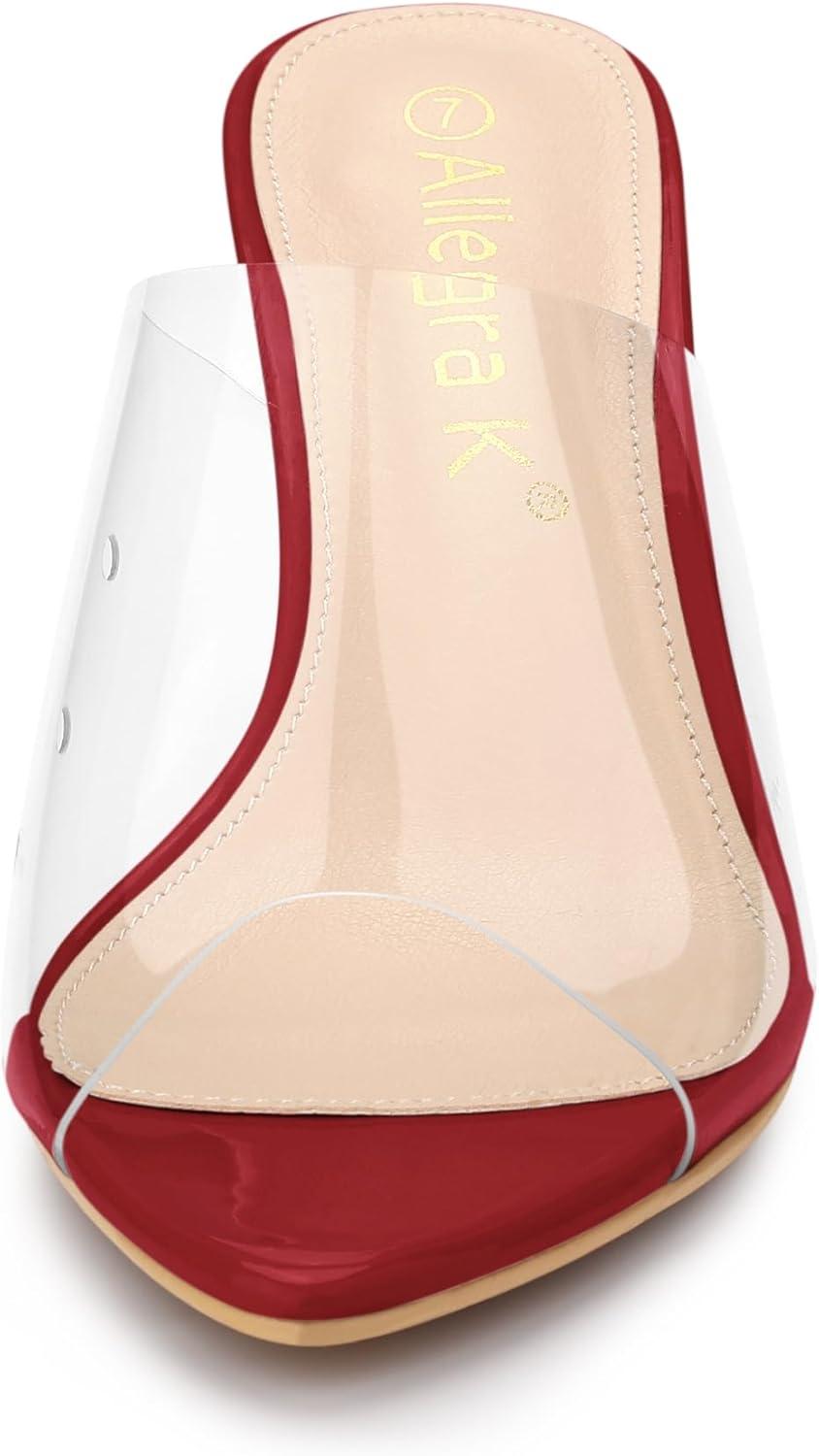 imageAllegra K Womens Clear Chunky Heel Slides Sandals MulesRed