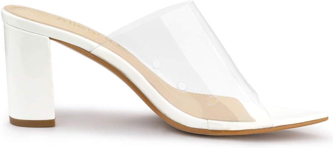 imageAllegra K Womens Clear Chunky Heel Slides Sandals MulesWhite