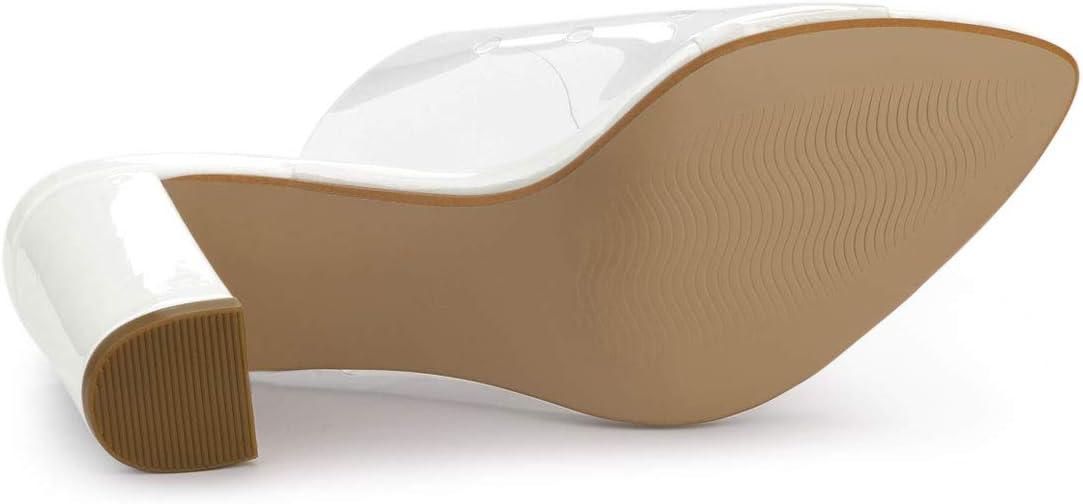 imageAllegra K Womens Clear Chunky Heel Slides Sandals MulesWhite