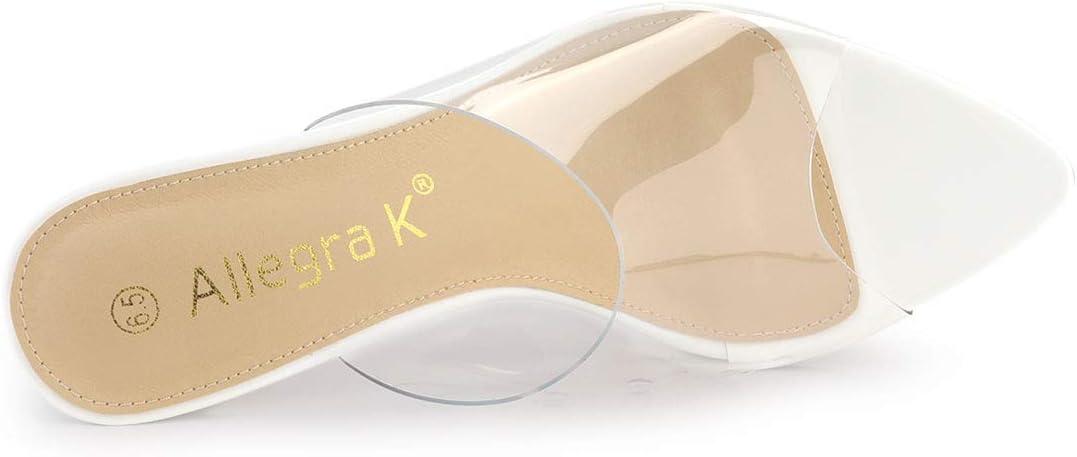 imageAllegra K Womens Clear Chunky Heel Slides Sandals MulesWhite