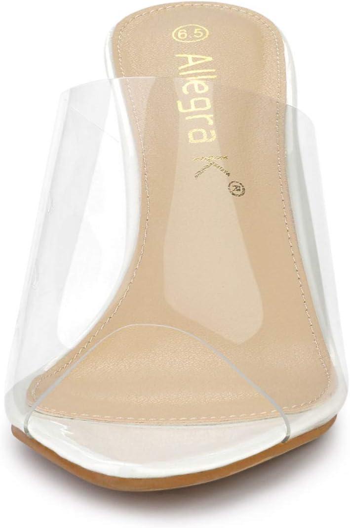 imageAllegra K Womens Clear Chunky Heel Slides Sandals MulesWhite