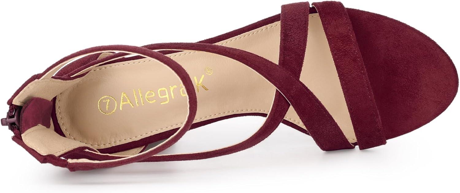 imageAllegra K Womens Crisscross Ankle Strap Chunky Heel SandalsBurgundy