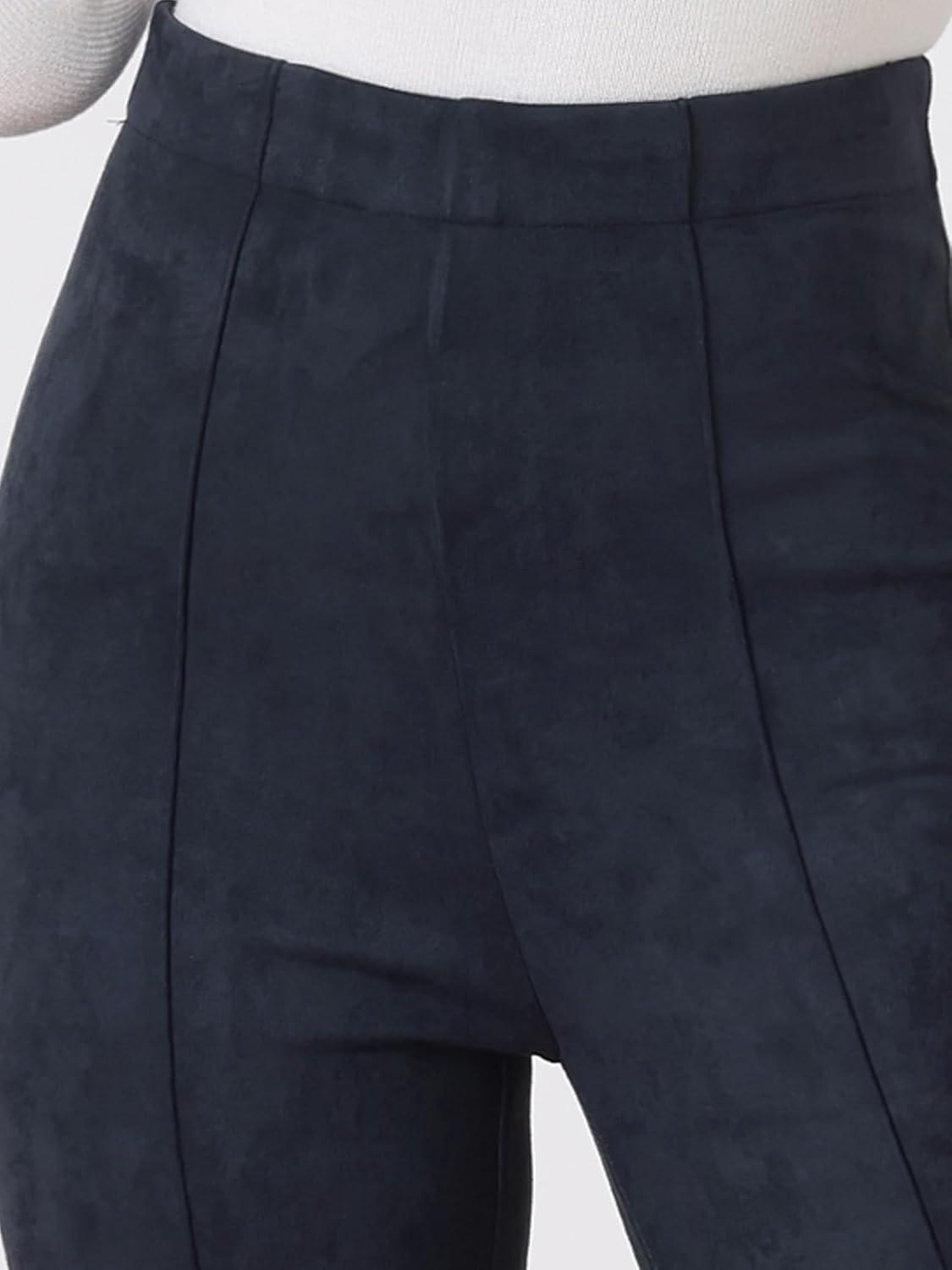 imageAllegra K Womens Faux Suede Leggings High Waisted Stretch Casual Faux Leather Pants for WomenNavy Blue