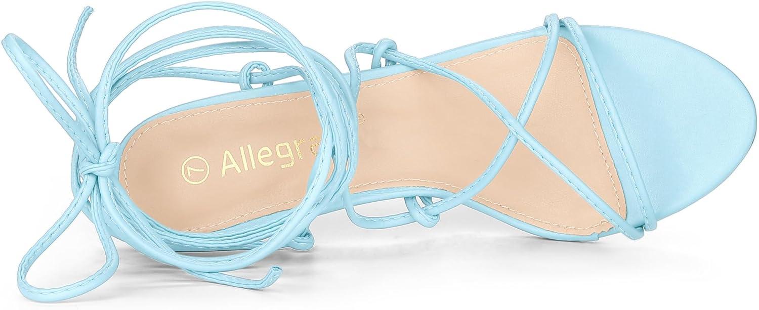 imageAllegra K Womens Lace Up Open Toe Strappy Stiletto Heels SandalsLight Blue