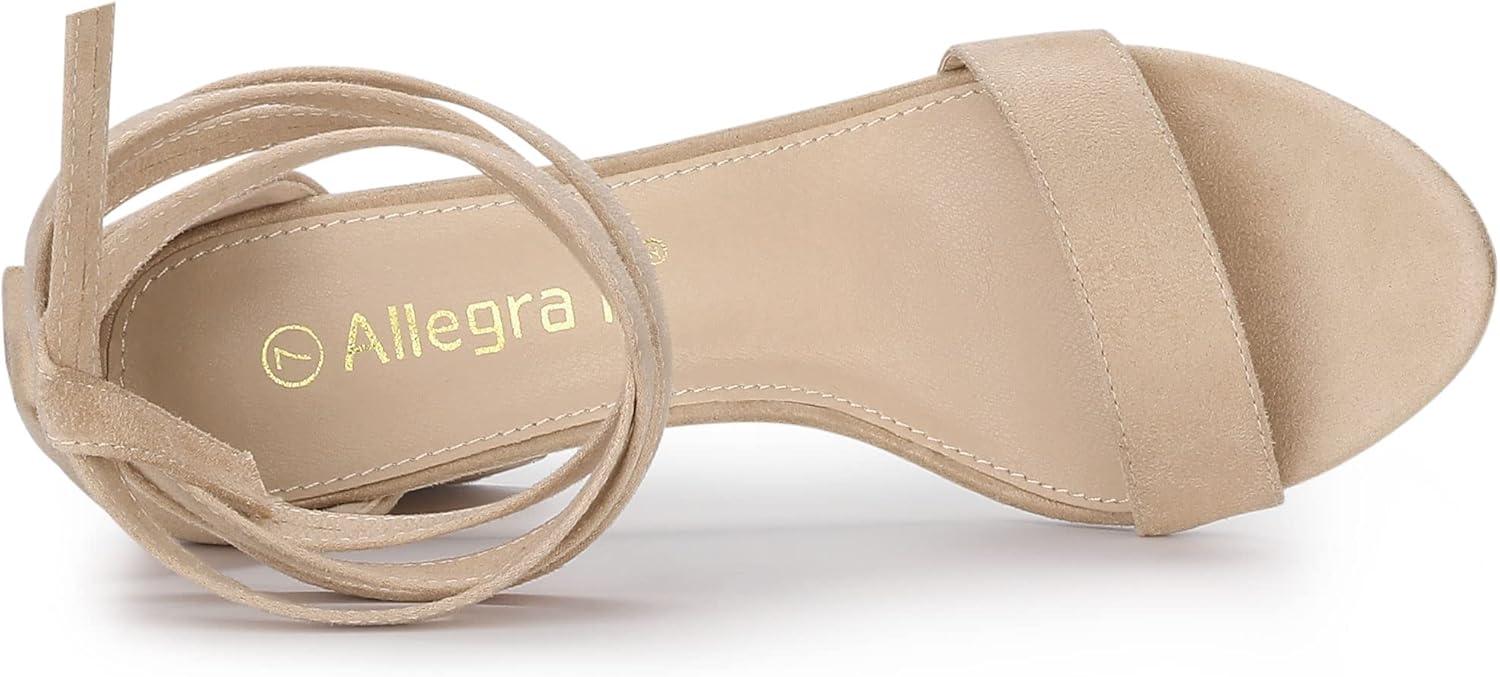 imageAllegra K Womens Lace Up and Ankle Strap Chunky Heel SandalsBeige