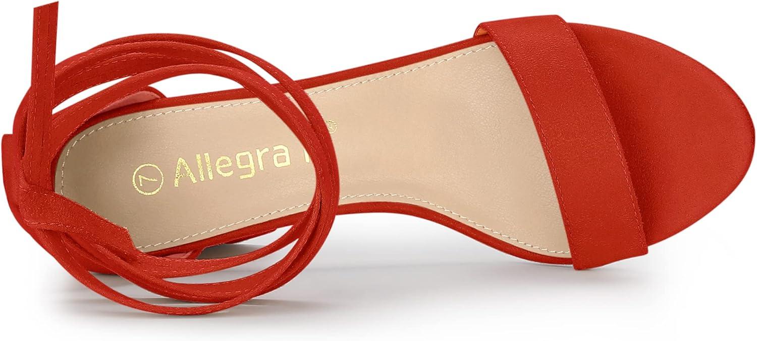 imageAllegra K Womens Lace Up and Ankle Strap Chunky Heel SandalsDark Orange