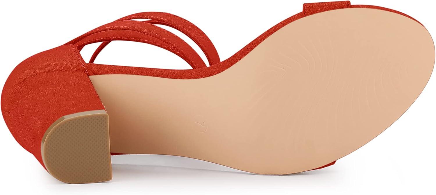 imageAllegra K Womens Lace Up and Ankle Strap Chunky Heel SandalsDark Orange