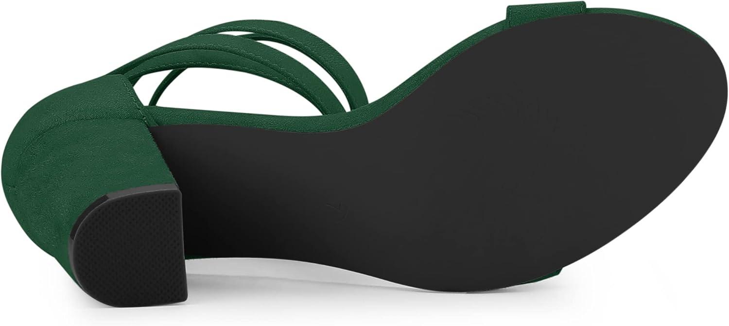 imageAllegra K Womens Lace Up and Ankle Strap Chunky Heel SandalsGreen