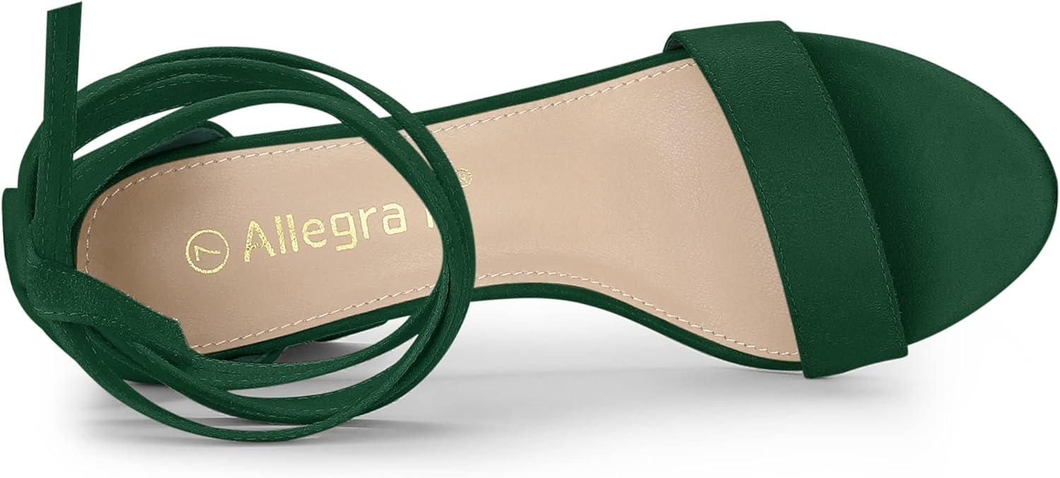 imageAllegra K Womens Lace Up and Ankle Strap Chunky Heel SandalsGreen