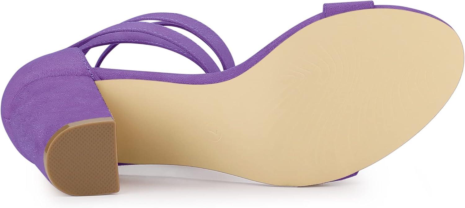imageAllegra K Womens Lace Up and Ankle Strap Chunky Heel SandalsLavender