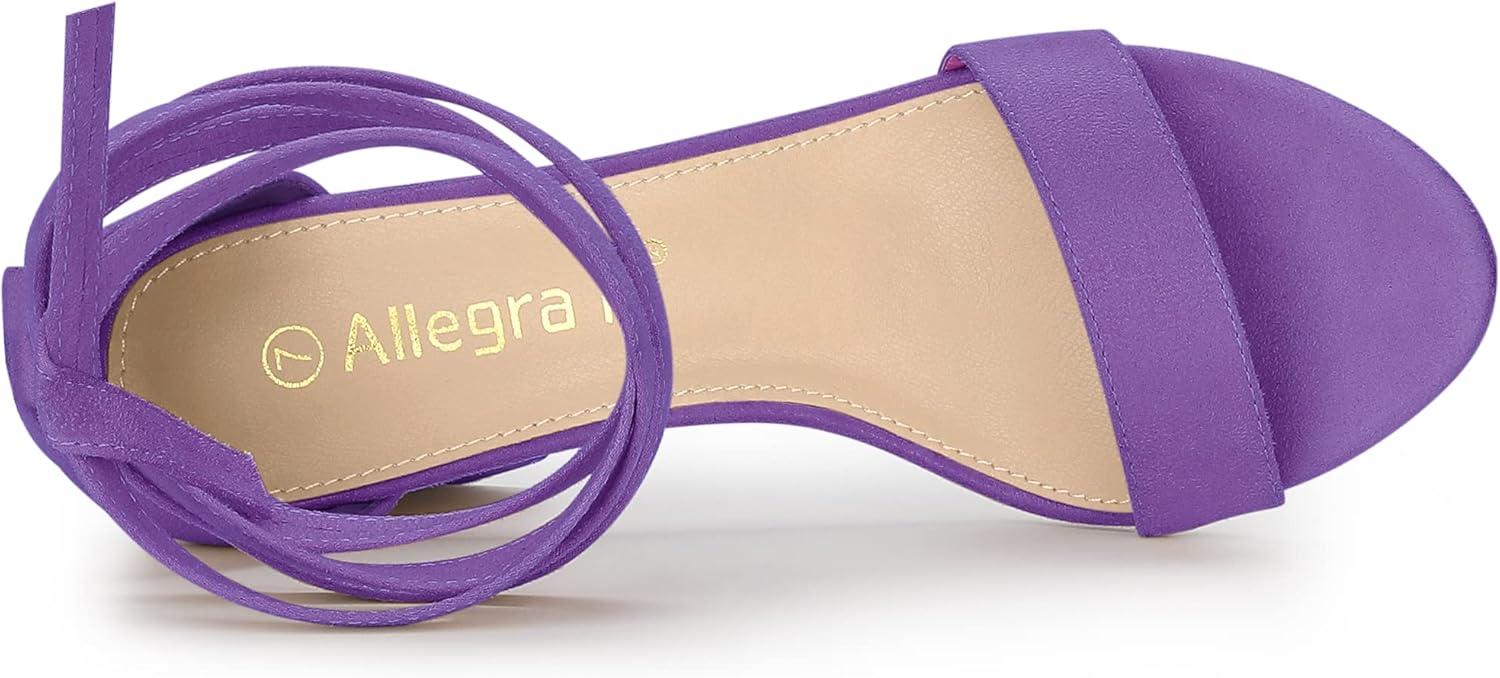 imageAllegra K Womens Lace Up and Ankle Strap Chunky Heel SandalsLavender