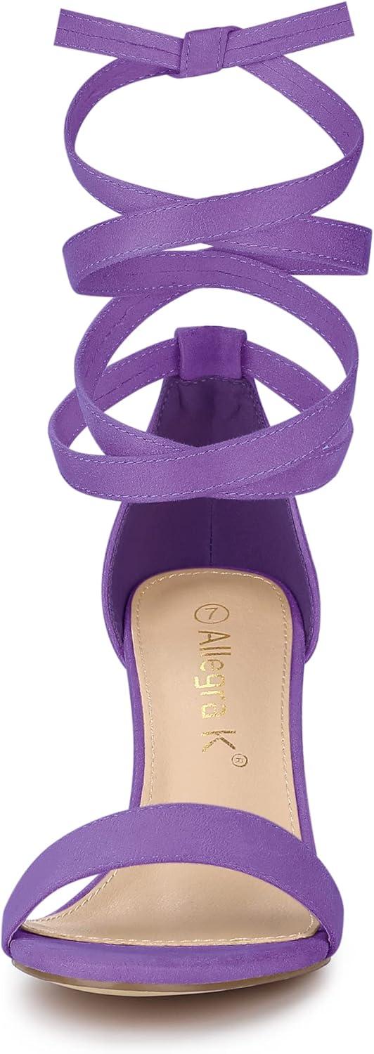 imageAllegra K Womens Lace Up and Ankle Strap Chunky Heel SandalsLavender