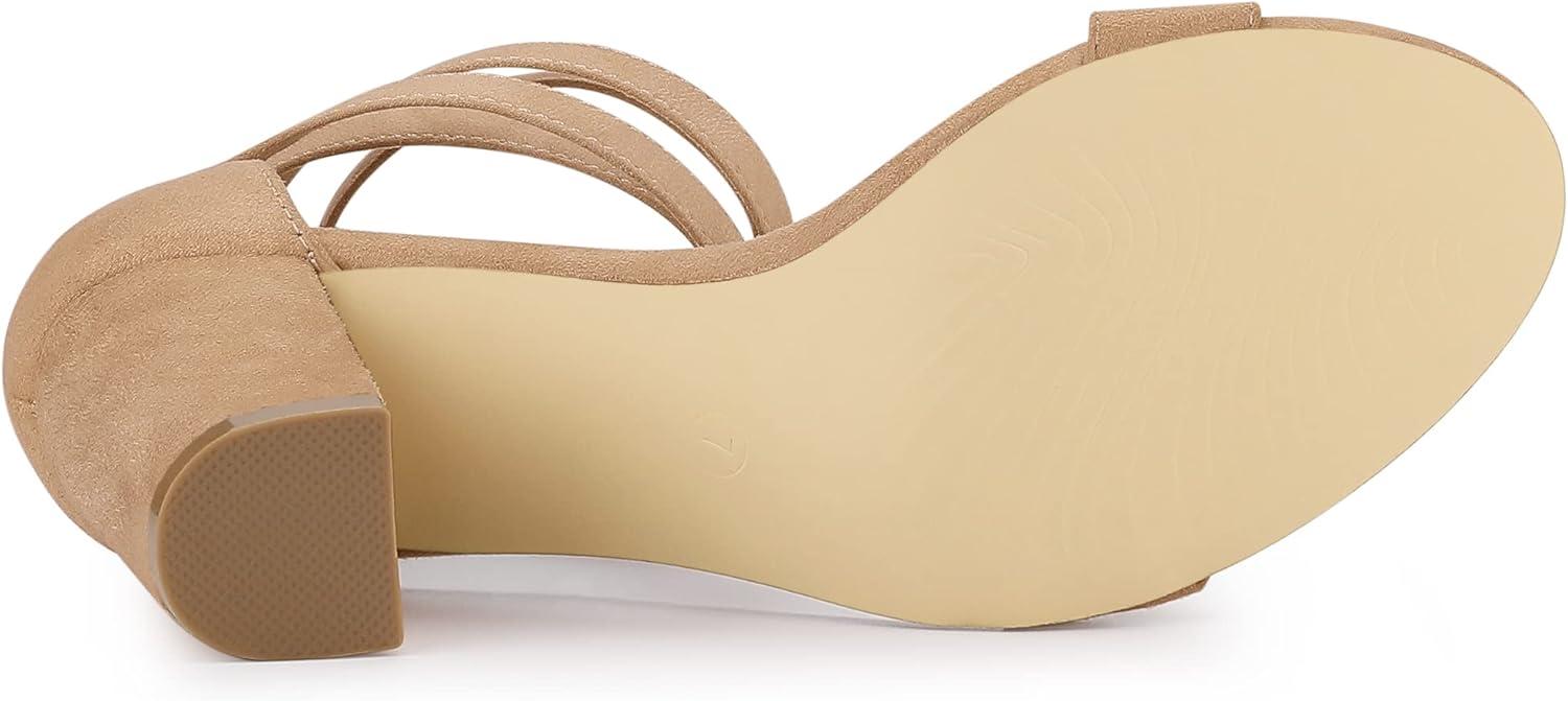 imageAllegra K Womens Lace Up and Ankle Strap Chunky Heel SandalsTan