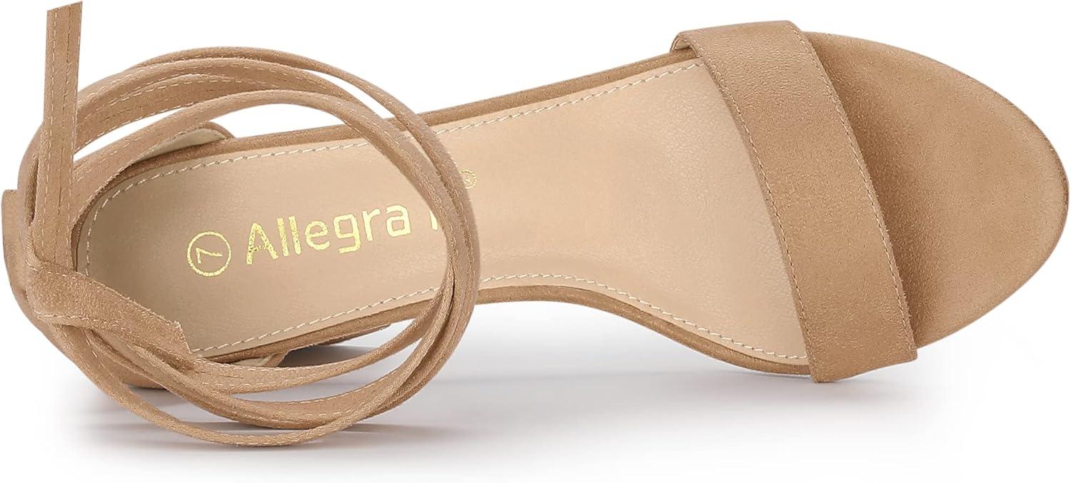imageAllegra K Womens Lace Up and Ankle Strap Chunky Heel SandalsTan
